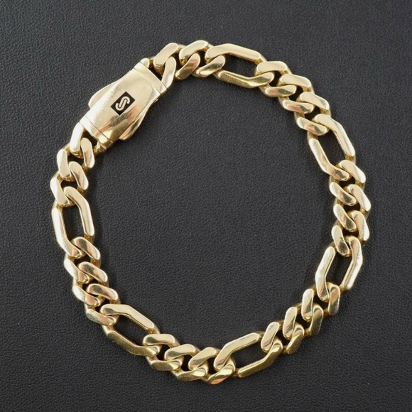 Monaco Chain Miami Cuban Figaro Link 9mm 9in 12.5g 14K Yellow Gold EUC - Picture 8 of 16